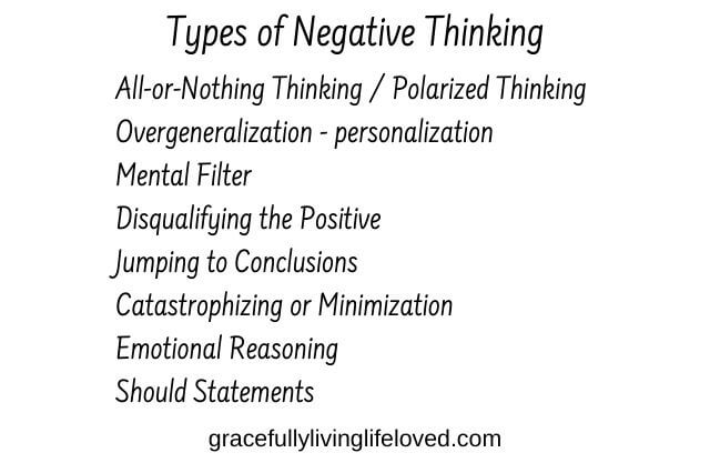 Types of negative thoughts